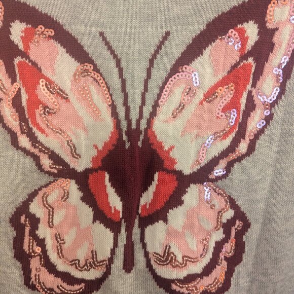 The Children's Place Butterfly Bedazzled Gray Sweater-Girls Size XL-14 - Picture 2 of 4
